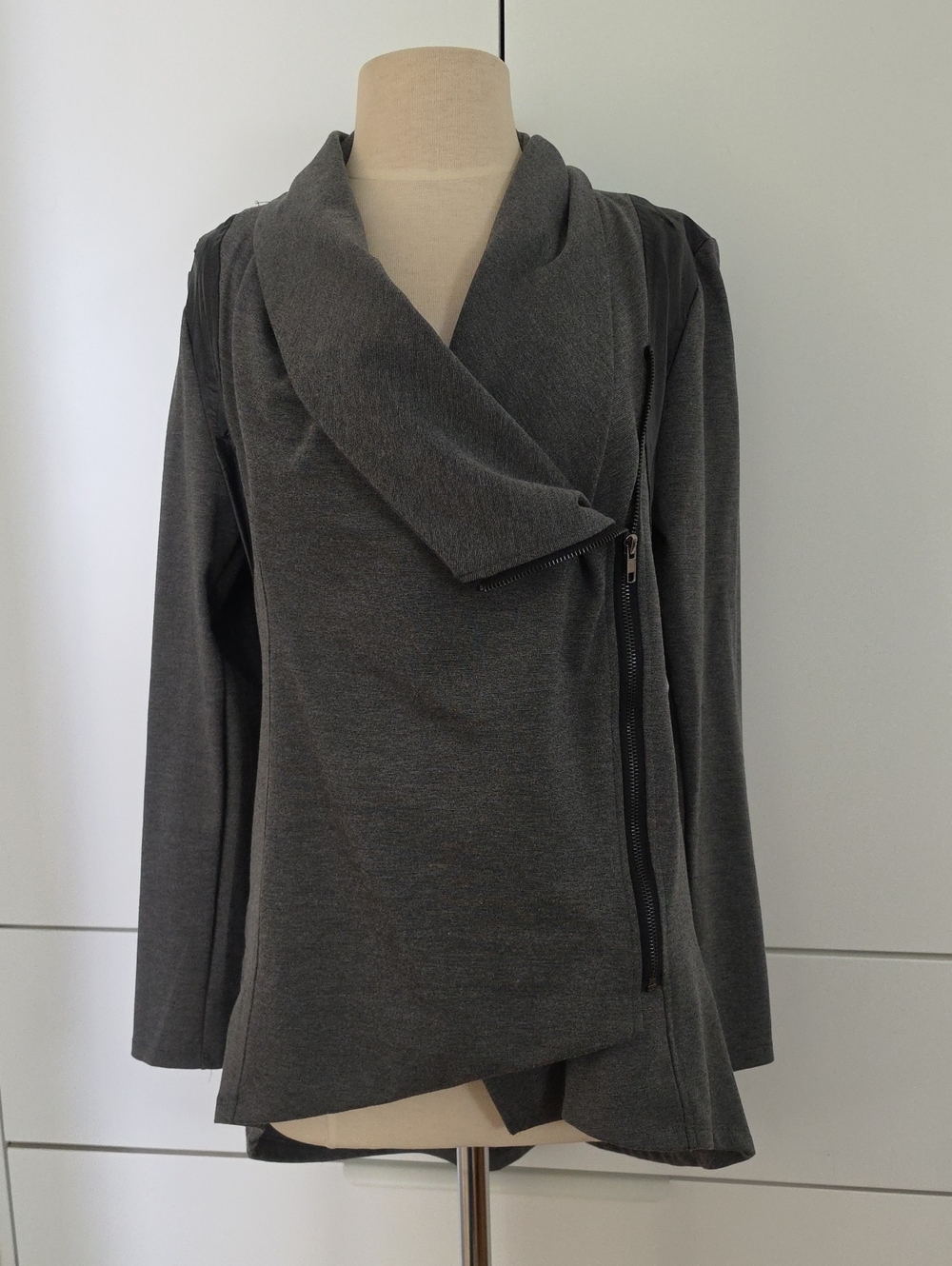 Sweet Rain Charcoal Asymmetrical Zip Cardigan